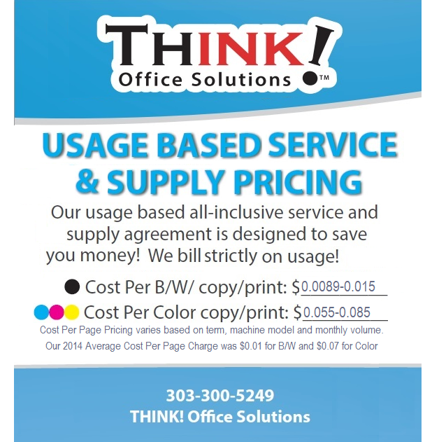 THINK! Office Solutions Denver Copier Konica minolta Bizhub Sales Service agreement pricing